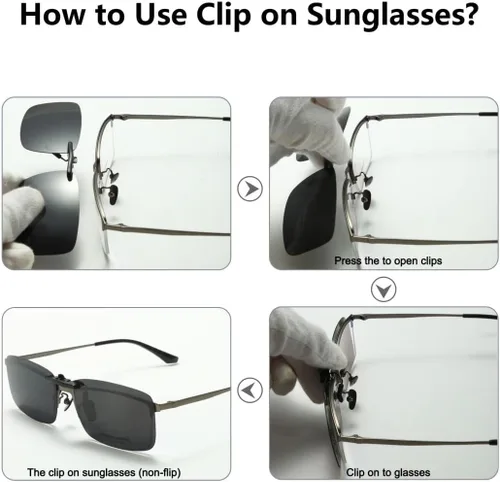 Vista 4 de Long Keeper Gafas de sol polarizadas con clip sin montura para mujeres y hombres, cuadrados, no abatibles, para pesca, conducción