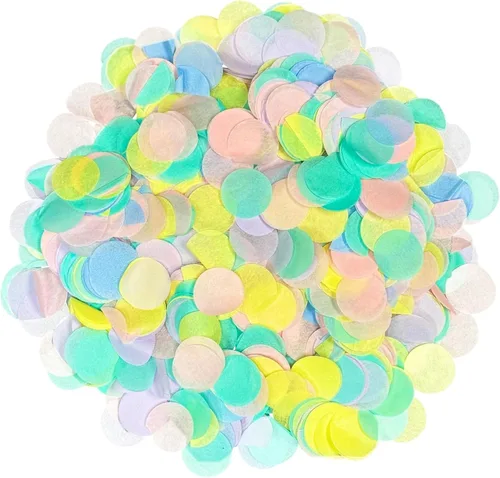 Vista 7 de Ultimate Confetti, Círculos de confeti biodegradables azul bebé, resistentes al fuego y caída lenta, confeti de papel de seda redondo para uso