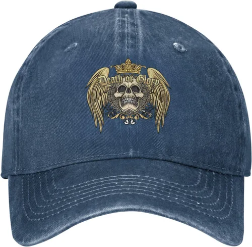 Vista 2 de Sombrero de vaquero de moda para hombre y mujer, ajustable para cuatro estaciones, gorra de béisbol del infierno con ángel, azul marino, Azul marino