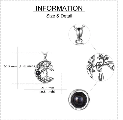 Vista 4 de ONEFINITY Tree of Life Necklace Sterling Silver I Love You 100 LanguagesMoonstone Necklace Cremation Jewelry for Women Girls Gifts