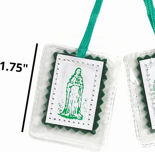 Vista 6 de Religious Gifts Escapulario laminado Immaculate Heart of Mary Green, 18 1/2 pulgadas