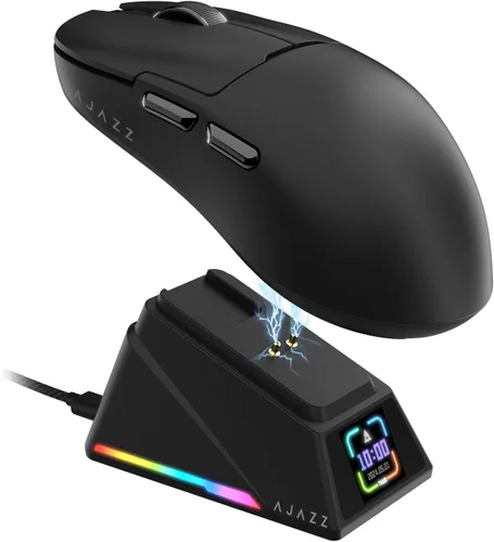 Vista 11 de AJAZZ AJ159 APEX - Mouse inalámbrico para juegos con base de carga magnética, mouse ligero BT/2.4G/USB-C con cable, sensor óptico PAW3950APEX 42K