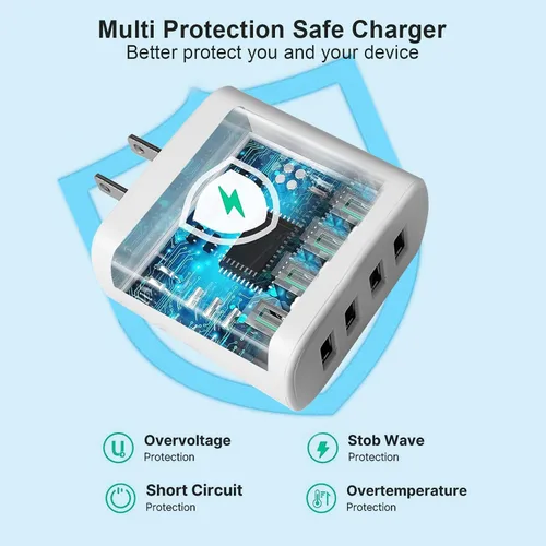 Vista 4 de Cubo de carga USB, enchufe de cargadores de pared, adaptador de enchufe de alimentación, estación de carga, base de caja compatible con teléfono 15