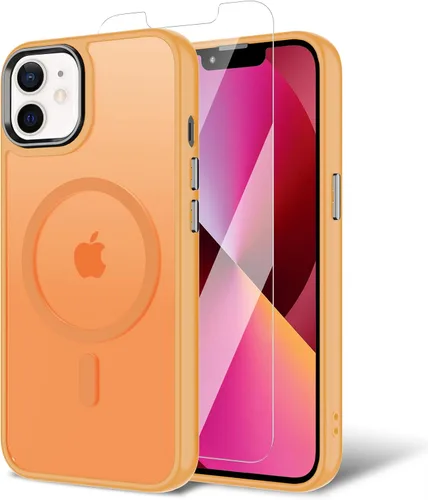 Vista 156 de Funda para iPhone 11 con protector de pantalla, compatible con MagSafe, ultra delgada, translúcida, mate, a prueba de golpes, color negro