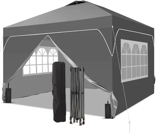 Vista 21 de GDY Tienda de campaña desplegable para exteriores de 8 x 8 pies con una configuración de empuje, kiosco de fácil instalación con 4 paredes laterales