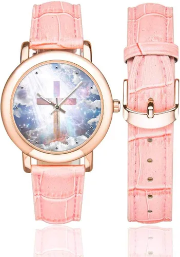 Vista 2 de InterestPrint Christian Bible Lettering - Reloj de pulsera para mujer, chapado en oro rosa