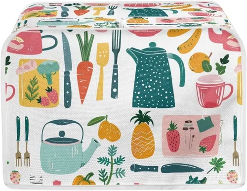 Vista 42 de chaqlin Cubierta para tostadora con estampado de chocolate, 2 rebanadas, resistente a las manchas, cubierta para horno de pan de diseño divertido
