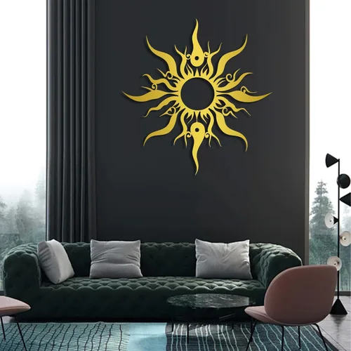 Vista 4 de Hotuijxca Arte de pared de sol loco de metal, decoración de metal con sol loco para sala de estar, dormitorio