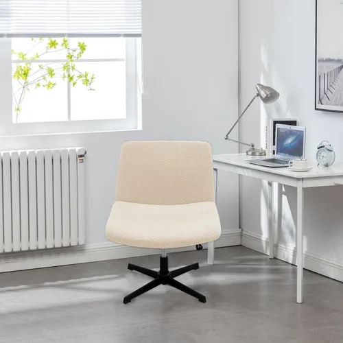 Vista 2 de Dimatic Fundas para Silla de Oficina sin Brazos Criss Cross Funda Ancha para Silla de Escritorio Funda Deslizable Elástica de Jacquard Silla Beige