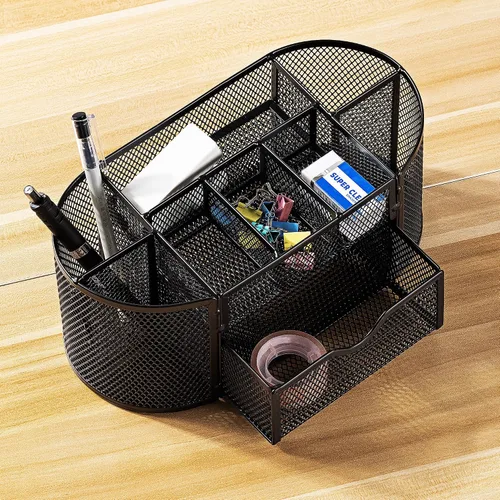 Vista 6 de Amazon Basics Soporte para bolígrafos y organizador de escritorio, almacenamiento de organizador de oficina, negro, 9.25 x 4.53 x 3.94 pulgadas