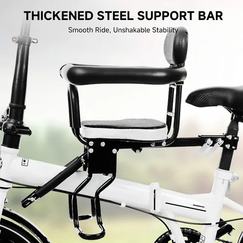 Vista 4 de RiToEasysports Asiento de bicicleta para niños, marco de acero montado en la parte delantera portátil espesado esponja paleta 176.4 lbs capacidad