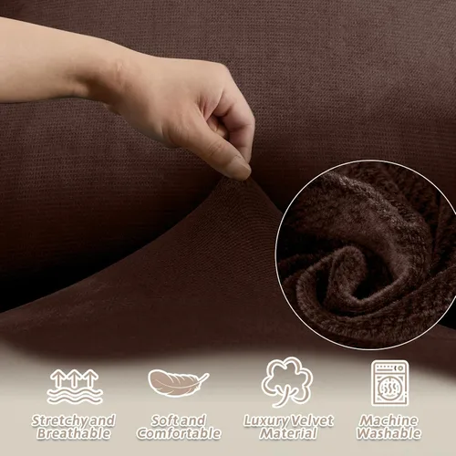 Vista 159 de Arfntevss Fundas de sofá seccional reclinable de terciopelo, Funda de sofá seccional de esquina para sofá reclinable, Funda elástica suave