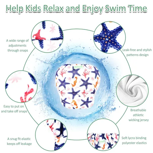 Vista 2 de Wegreeco - Pañal de natación reutilizable para bebés y niños pequeños, talla única
