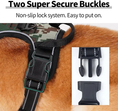 Vista 2 de Arnés ajustable y acolchado suave para perro, nailon transpirable con hebilla de seguridad, fácil de poner, accesorios de anillo delantero