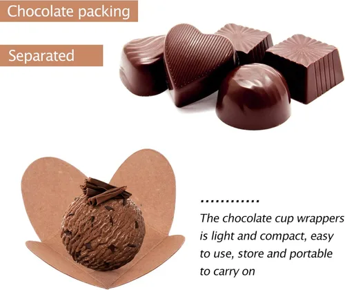 Vista 5 de Cabilock 100 envoltorios de chocolate de papel con trufas de chocolate, tazas de caramelo, base de postre, suministros para hornear para hacer
