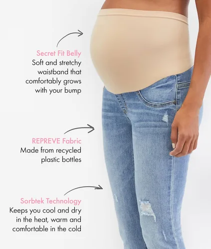 Vista 4 de Motherhood Maternity Women's Repreve Sustainable Over The Belly Skinny Denim Maternity Jeans Indigo Blue