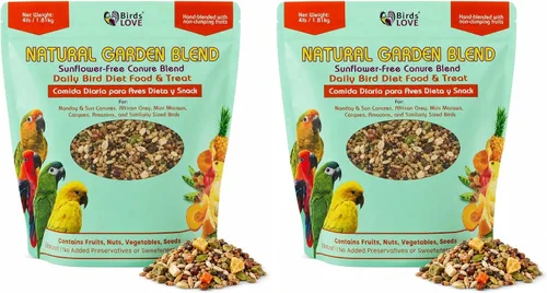 Vista 13 de Birds LOVE Natural Garden Blend - Alimento para pájaros pequeños, 2 libras, empaquetado a mano en Estados Unidos, mezcla natural con frutas