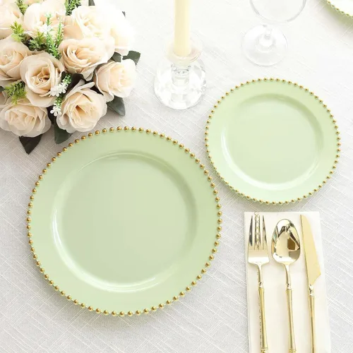 Vista 32 de Efavormart - Paquete de 10 platos de postre de plástico transparente rubor con borde de cuentas, platos redondos desechables para ensalada, 8