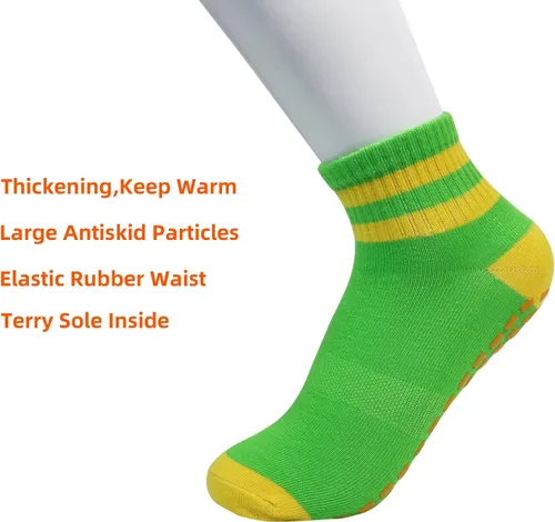 Vista 6 de Klmnop 4 pares de calcetines de yoga antideslizantes con agarres para pilates, ballet, barras, descalzos, calcetines antideslizantes para hospitales