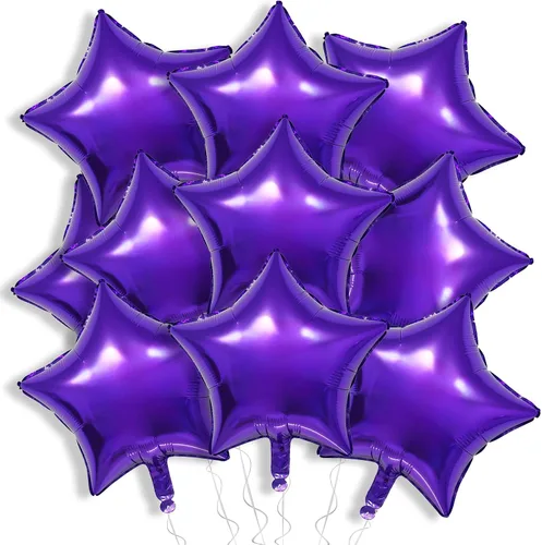 Vista 9 de Globos de papel de aluminio con forma de estrella de arena beige, marrón y blanco, 10 globos de Mylar en forma de estrellas de 18 pulgadas