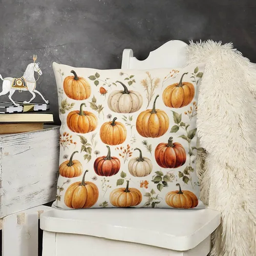 Vista 12 de Fundas de almohada de hojas de arce punteadas naranjas y amarillas, fundas de almohada de cosecha de temporada naranja cuadrado para sofá, sala