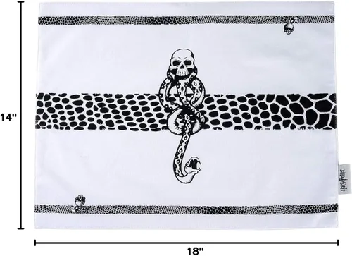 Vista 5 de Harry Potter Death Eater - Juego de manteles individuales de 4 piezas, 18 x 14 pulgadas, color blanco