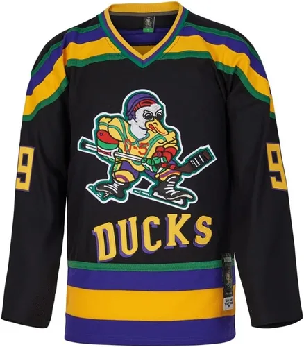 Vista 2 de D-5 Camiseta Mighty Ducks #33 Goldberg #66 Bombay #96 Conway #99 Banks Jersey, camiseta de hockey sobre hielo para hombre, S-XXXL