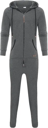 Vista 4 de WUAI - Buzo con capucha para hombre con cremallera y pijamas de una pieza