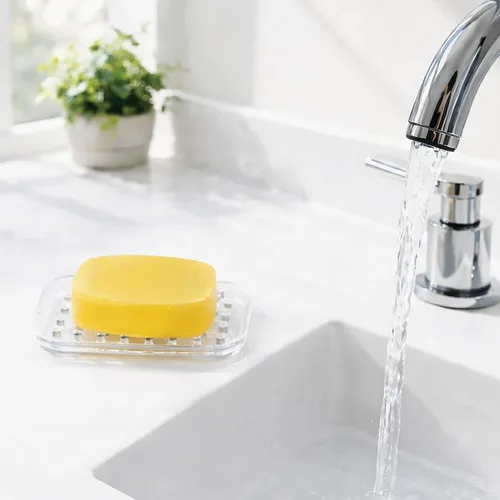 Vista 2 de iDesign Jabonera de plástico para ducha de baño, juego de 1, rectangular Para ducha de baño, rectángulo