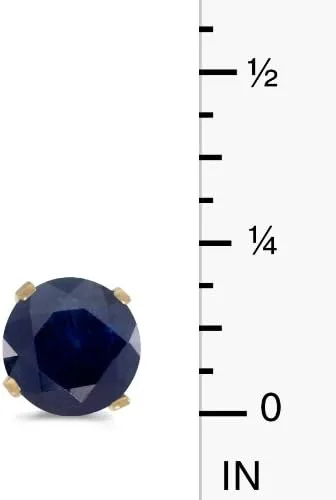 Vista 5 de Aretes redondos de zafiro natural de 1 quilate en oro amarillo de 14 k, Zafiro