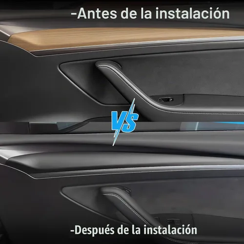 Vista 2 de Cubierta de salpicadero y moldura de puerta para Tesla Model Y/3, color negro mate Negro mate (una pieza)