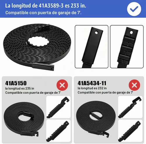 Vista 2 de 41A3589-3 41A3589-12 Conjunto de correa de transmisión de puerta de garaje para 7' Liftmaster, Sears, 233" Chamberlain Garage Door Opener 1270