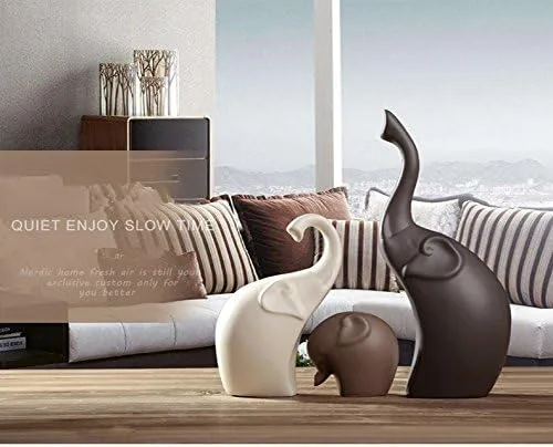 Vista 4 de Decoración para el hogar Elefante de cerámica Artesanías 3pcs Set