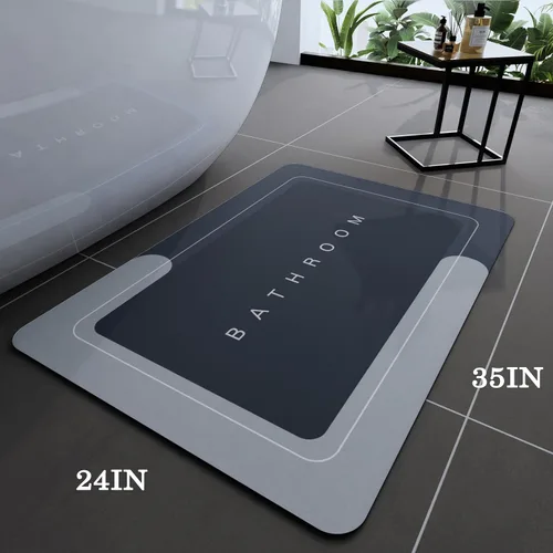 Vista 2 de Tapetes de baño antideslizantes de secado rápido, tapetes de baño de goma súper absorbentes para debajo de la puerta, tapetes de baño para baño, Azul