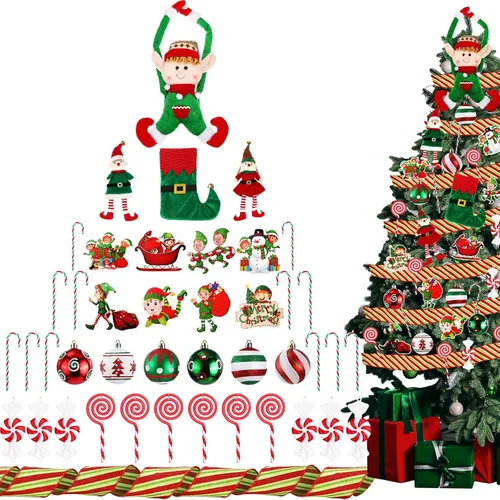 Vista 12 de 43 adornos patrióticos para árbol del 4 de julio, Día de la Independencia, adornos para árbol de Navidad, decoración de lazo rojo, blanco y azul