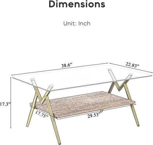 Vista 2 de Mesa auxiliar rectangular contemporánea de cristal con patas de metal cruzadas en ángulo para sala de estar, elegante mesa auxiliar de vidrio