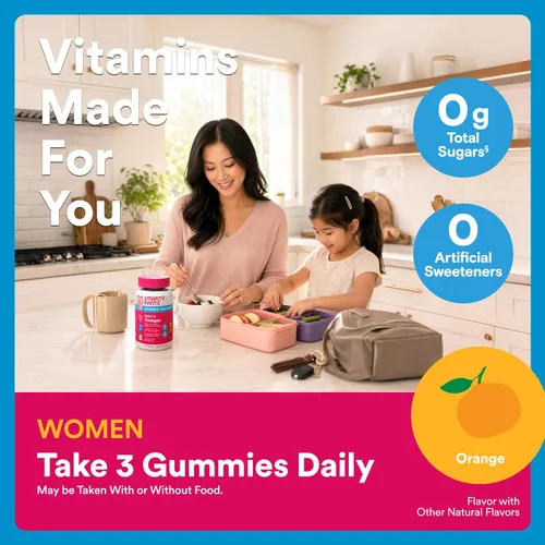 Vista 7 de SmartyPants Gomitas multivitamínicas Zero Sugar para mujeres: biotina, metilfolato, omega 3 (ALA), vitamina D3, C, vitamina B12, B6, A, K, zinc