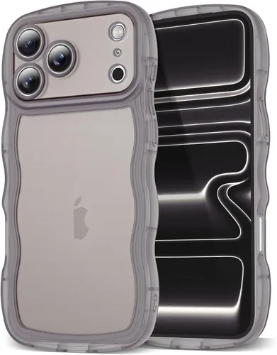 Vista 113 de SKYLMW Funda compatible con iPhone 12 Pro, diseño de ondas rizadas kawaii, borde chapado de lujo, elegante parte trasera transparente brillante, TPU
