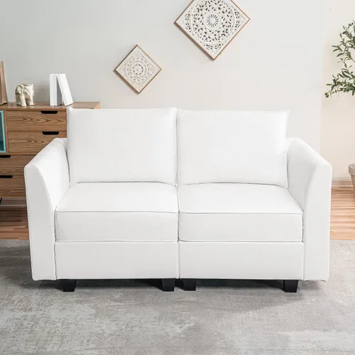 Vista 6 de Naomi Home Elizabeth Modern Air - Juego de muebles de cuero para sala de estar, 3 piezas, sofá biplaza y sillón, Muebles para La Sala Juegos, juego