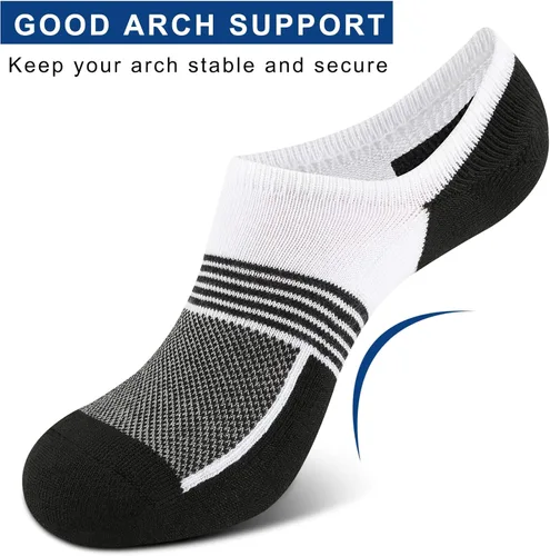 Vista 3 de COOVAN Calcetines acolchados invisibles para hombre, calcetines deportivos de corte bajo para hombre, calcetines cortos antideslizantes con agarres