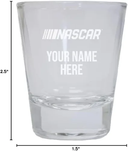 Vista 2 de Vaso de chupito redondo grabado con licencia oficial de Nascar con nombre o mensaje personalizable
