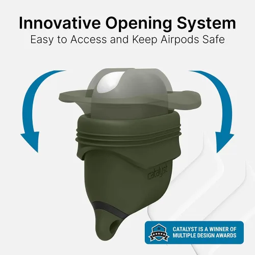 Vista 5 de Catalyst - Funda impermeable para AirPods (1ª generación, 2ª generación) edición premium, silicona protectora, carga inalámbrica, mosquetón, a