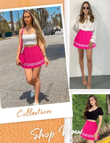 Vista 3 de Avidlove Falda plisada para mujer, uniforme escolar, minifalda plisada para animar