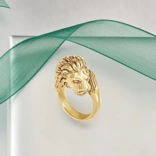 Vista 4 de Ross-Simons Italian 18kt Yellow Gold Lion Head Ring