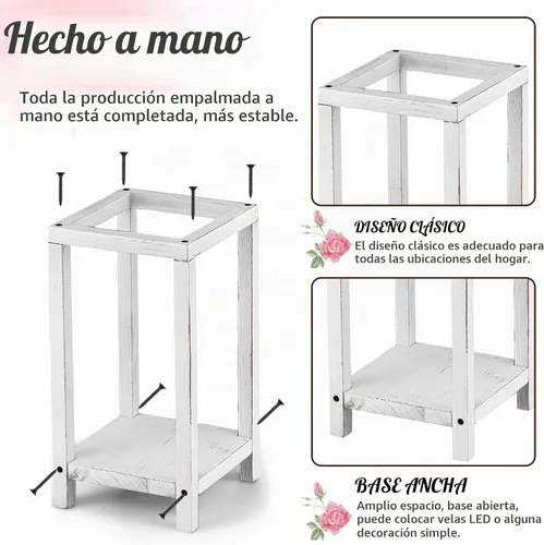 Vista 3 de Geelin 10 piezas de linterna de madera para centro de mesa de boda, linterna de vela de madera, portavelas decorativo para mesa de fiesta de boda