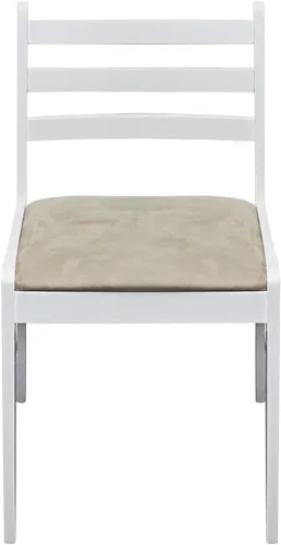 Vista 3 de White Farmhouse Dining Chairs Set of 4 Solid Rubber Wood Upholstered Velvet Kitchen Chairs with Square Backrest and Soft Cushion for Dining Room