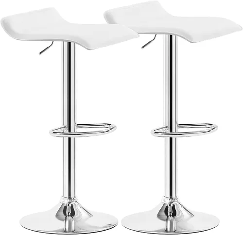 Vista 9 de VECELO Juego de 2 taburetes de bar con barra giratoria y altura ajustable, modernos taburetes de bar de PVC para cocina, bar, comedor, sala de Negro