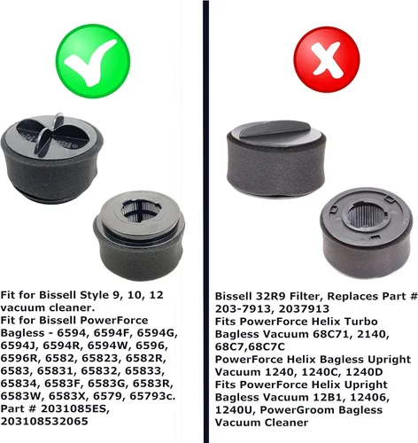 Vista 5 de MaximalPower Filtro de repuesto para Bissell Style 9 10 12 Filtro compatible, Parte 32064, 2031183 2031464. Se adapta a todas las aspiradoras