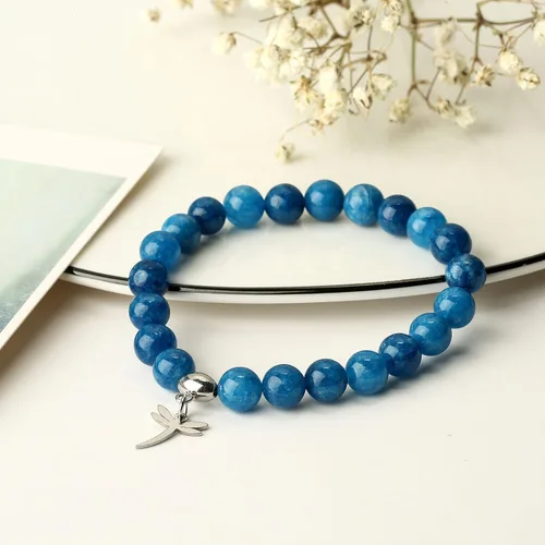 Vista 2 de Regalos para mujeres, pulseras de libélula, colibrí, mariquita, perezoso, 0.315 pulgadas, piedra natural, curativa, pulseras de relajación