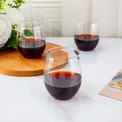 Vista 5 de SUT Copas de vino desechables sin tallo, copas de vino irrompibles de 12 onzas, inastillables, reciclables, copas de vino de plástico resistentes